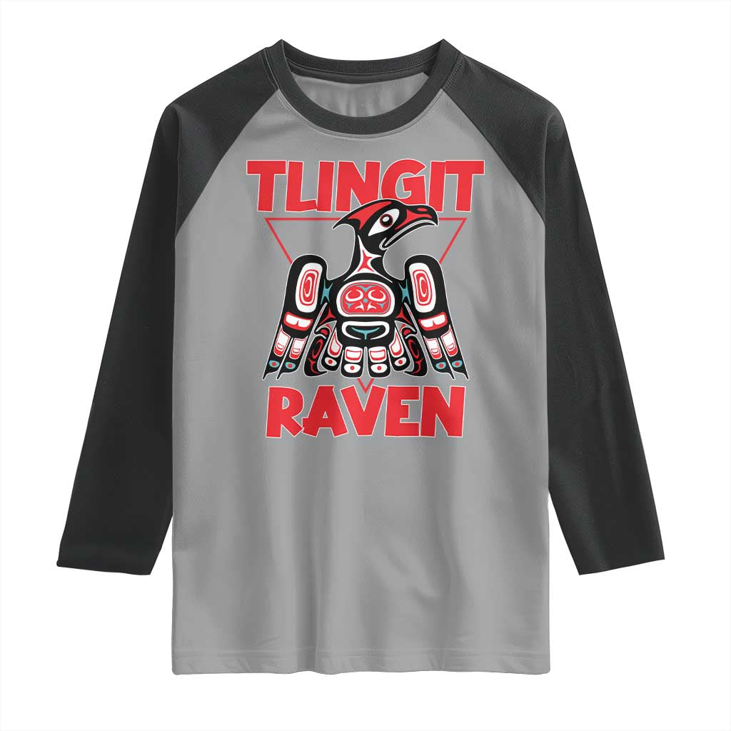 Tlingit Raven Totem Raglan Shirt Alaska Native Tribal Art Design TS02 Sport Gray Black Print Your Wear