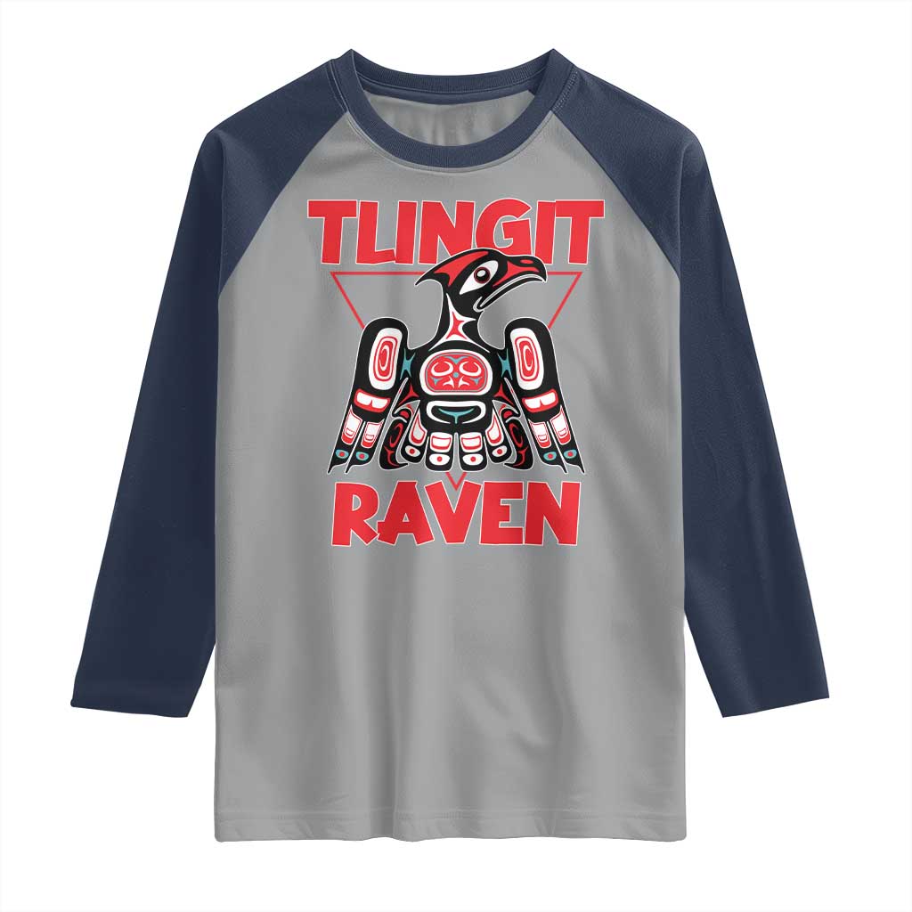 Tlingit Raven Totem Raglan Shirt Alaska Native Tribal Art Design TS02 Sport Gray Navy Print Your Wear
