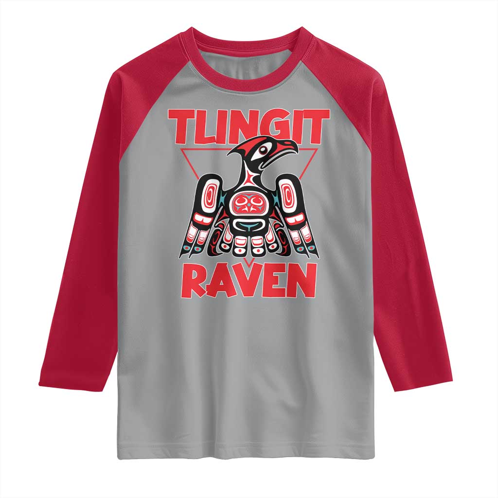Tlingit Raven Totem Raglan Shirt Alaska Native Tribal Art Design TS02 Sport Gray Red Print Your Wear