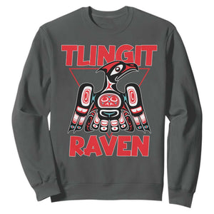 Tlingit Raven Totem Sweatshirt Alaska Native Tribal Art Design TS02 Dark Heather Print Your Wear