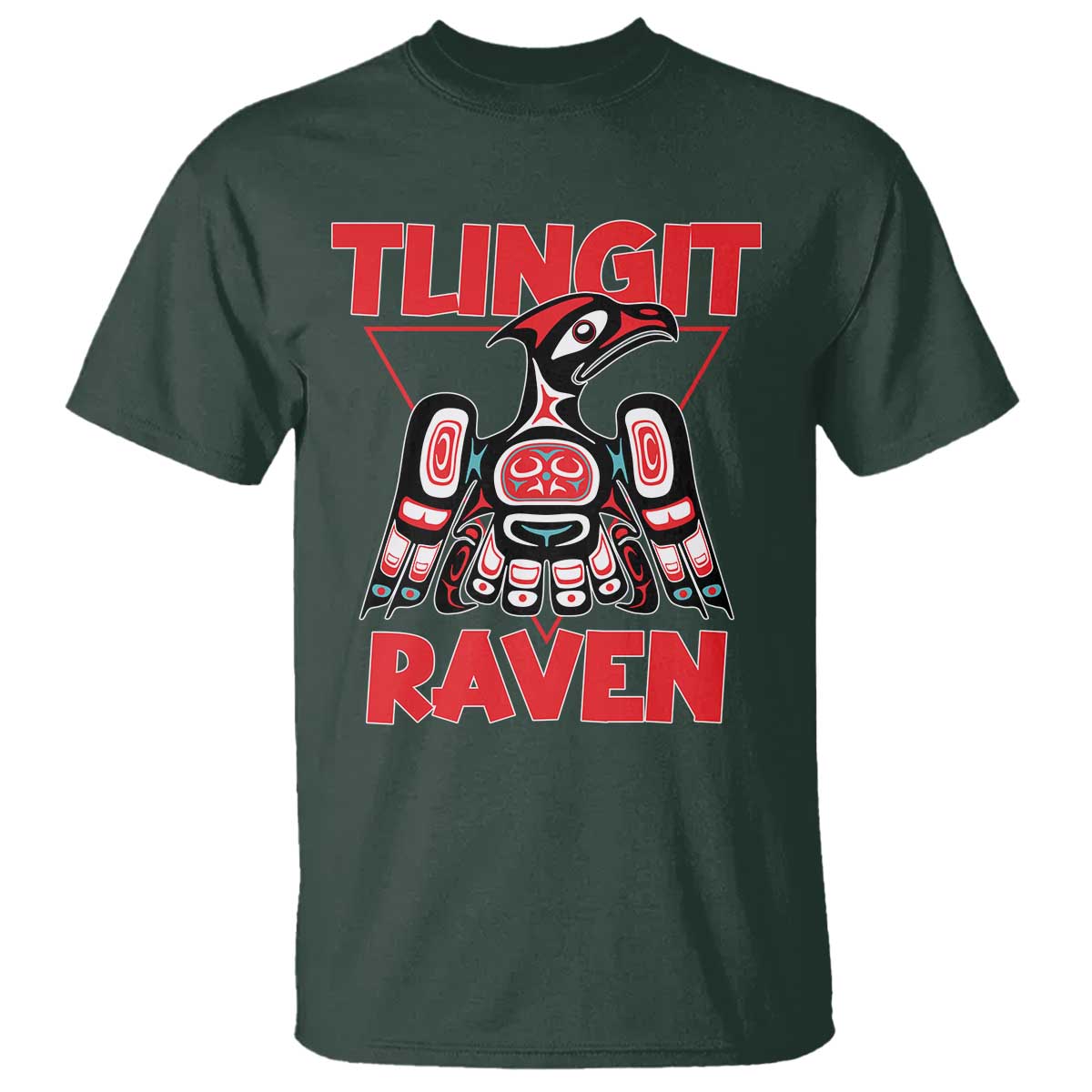 Tlingit Raven Totem T Shirt Alaska Native Tribal Art Design TS02 Dark Forest Green Print Your Wear
