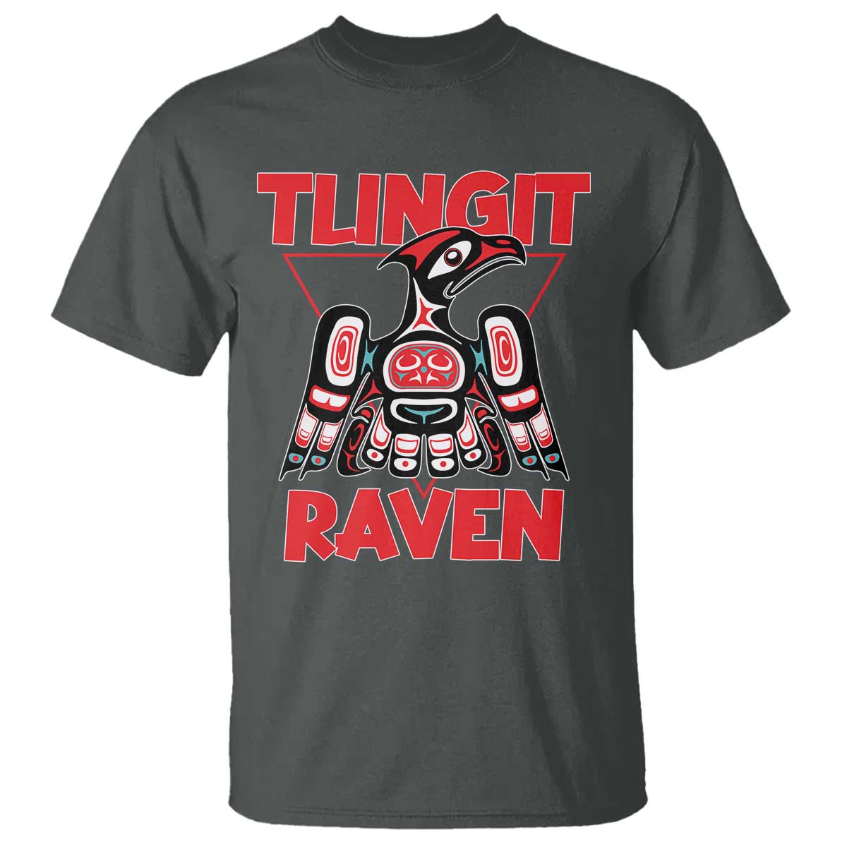 Tlingit Raven Totem T Shirt Alaska Native Tribal Art Design TS02 Dark Heather Print Your Wear