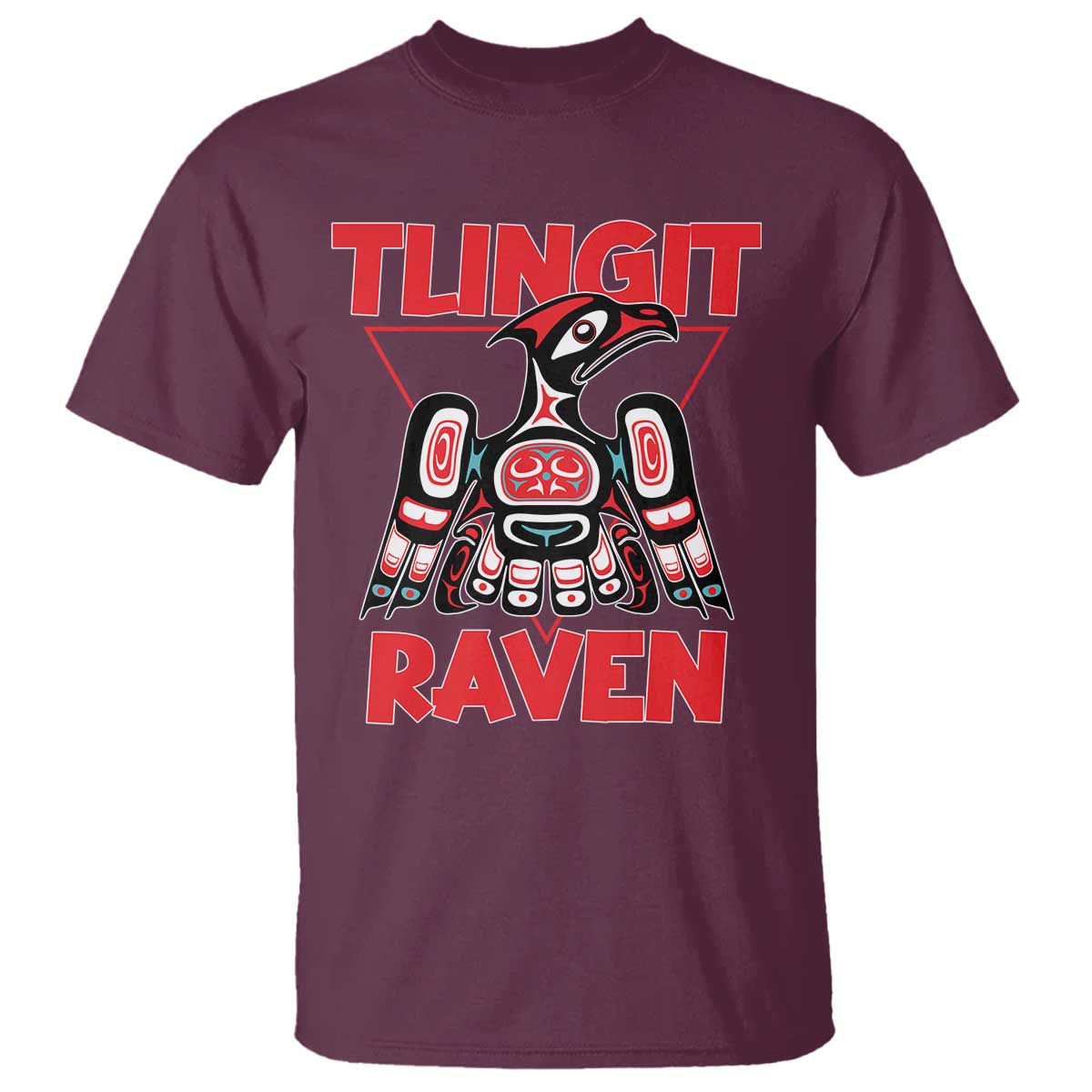 Tlingit Raven Totem T Shirt Alaska Native Tribal Art Design TS02 Maroon Print Your Wear