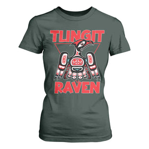 Tlingit Raven Totem T Shirt For Women Alaska Native Tribal Art Design TS02 Dark Forest Green Print Your Wear