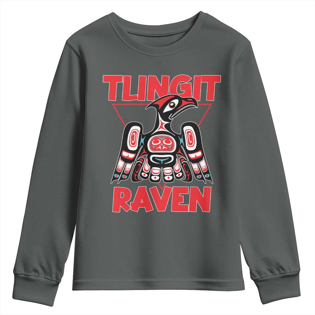 Tlingit Raven Totem Youth Sweatshirt Alaska Native Tribal Art Design TS02 Dark Heather Print Your Wear
