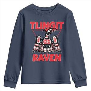 Tlingit Raven Totem Youth Sweatshirt Alaska Native Tribal Art Design TS02 Navy Print Your Wear