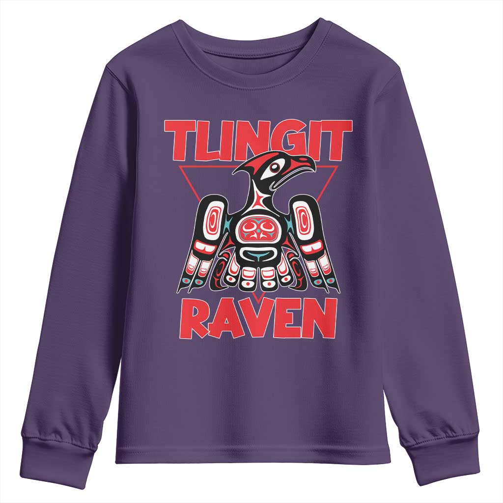 Tlingit Raven Totem Youth Sweatshirt Alaska Native Tribal Art Design TS02 Purple Print Your Wear