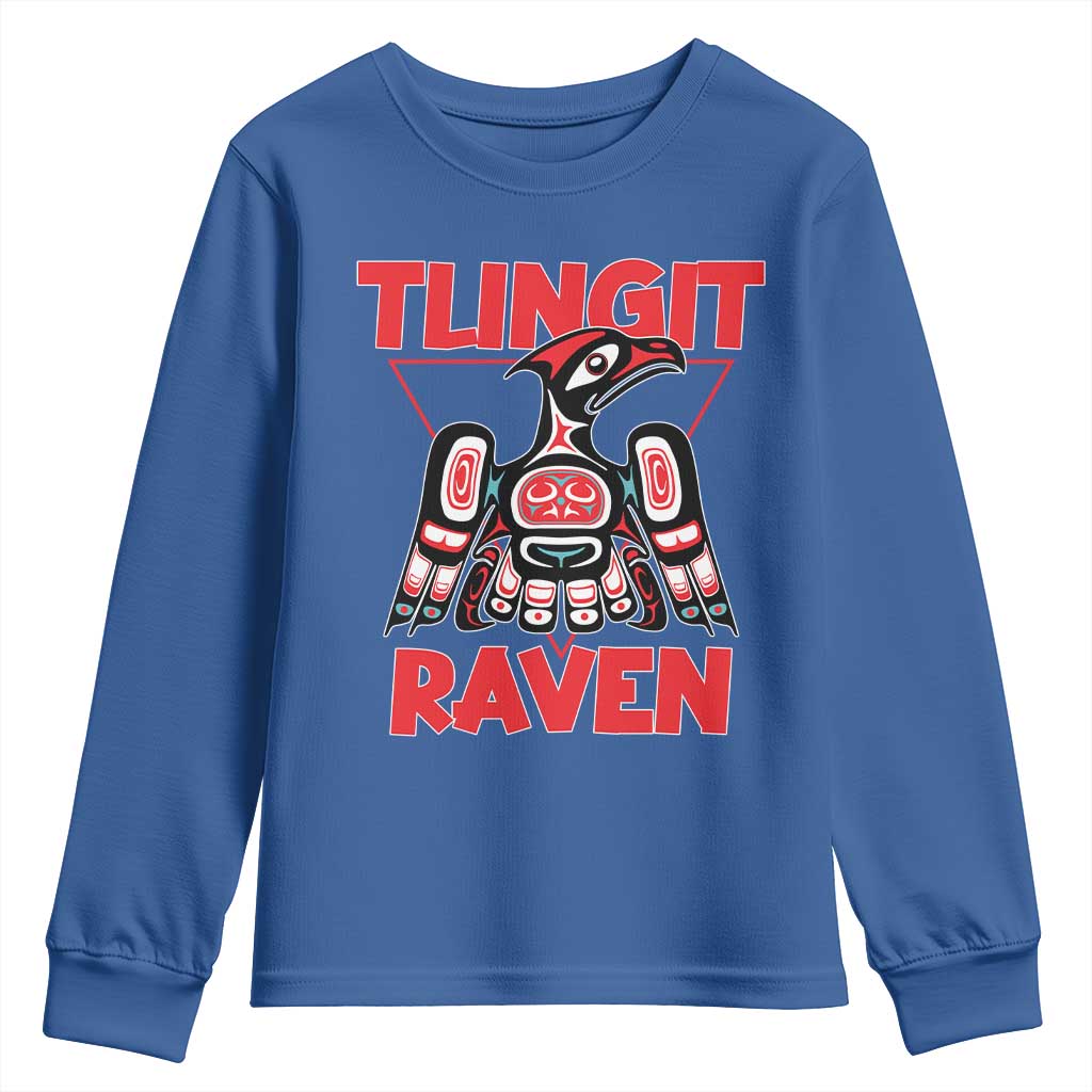 Tlingit Raven Totem Youth Sweatshirt Alaska Native Tribal Art Design TS02 Royal Blue Print Your Wear