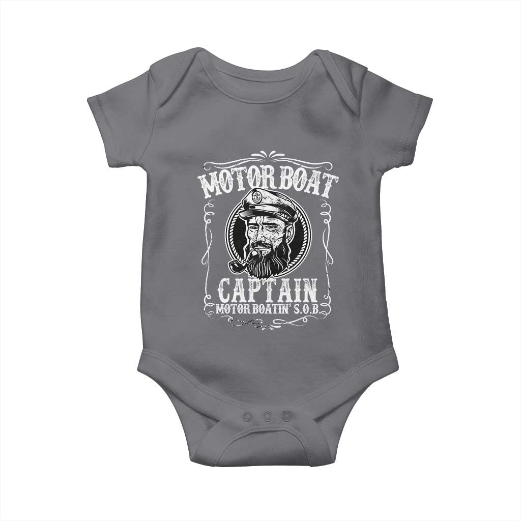 Motor Boat Captain Baby Onesie Funny Boating Pontoon Party Motor Boatin Lake Life TS02 Charcoal Print Your Wear