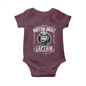 Motor Boat Captain Baby Onesie Funny Boating Pontoon Party Motor Boatin Lake Life TS02 Maroon Print Your Wear