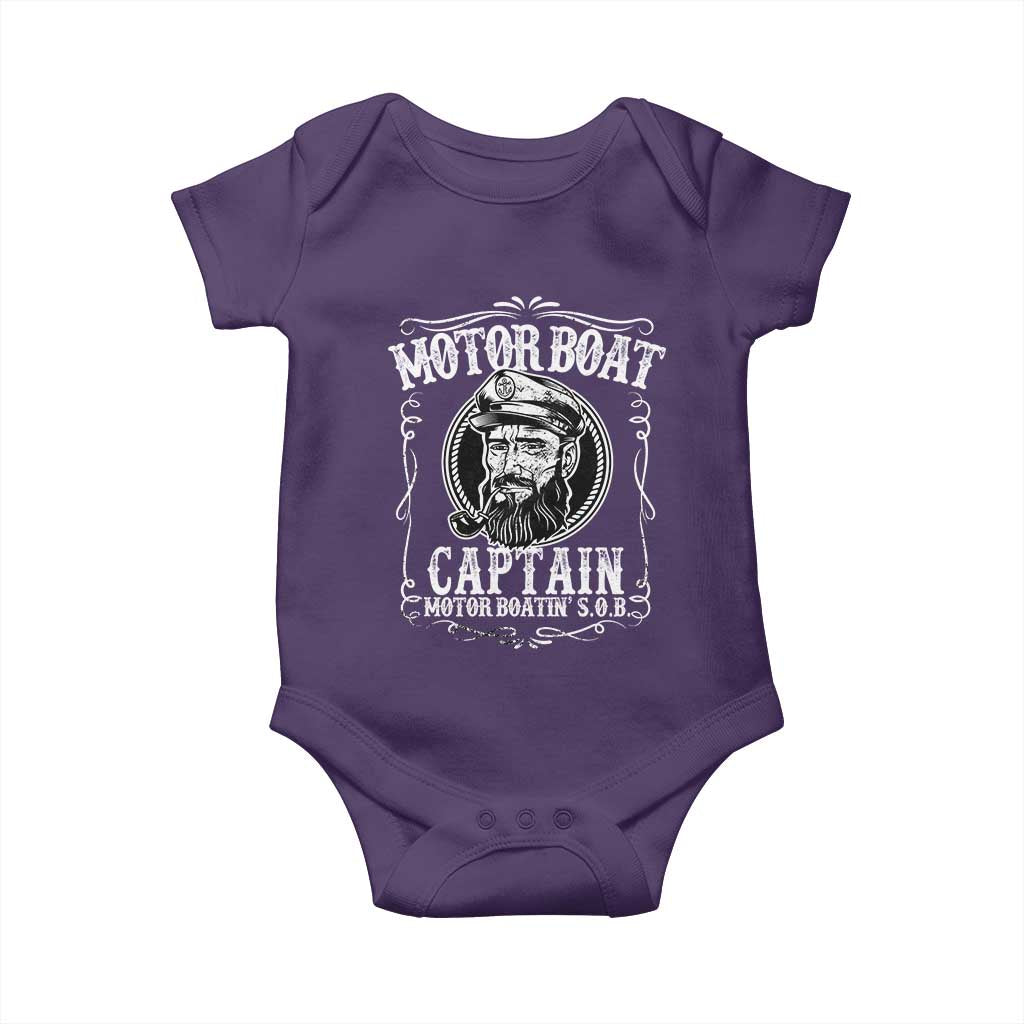 Motor Boat Captain Baby Onesie Funny Boating Pontoon Party Motor Boatin Lake Life TS02 Purple Print Your Wear