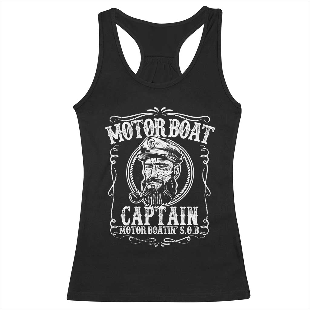 Motor Boat Captain Racerback Tank Top Funny Boating Pontoon Party Motor Boatin Lake Life TS02 Black Print Your Wear