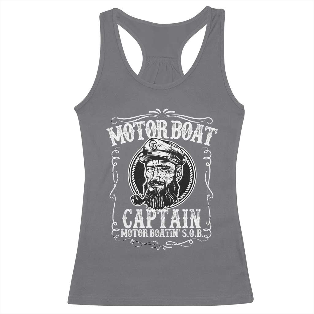Motor Boat Captain Racerback Tank Top Funny Boating Pontoon Party Motor Boatin Lake Life TS02 Charcoal Print Your Wear