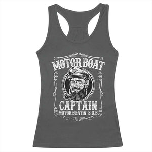 Motor Boat Captain Racerback Tank Top Funny Boating Pontoon Party Motor Boatin Lake Life TS02 Dark Heather Print Your Wear