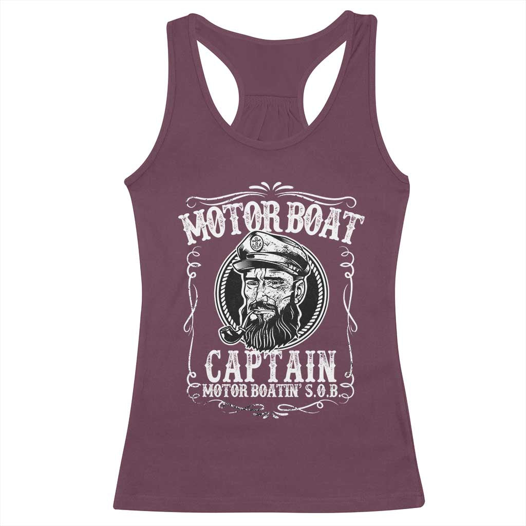 Motor Boat Captain Racerback Tank Top Funny Boating Pontoon Party Motor Boatin Lake Life TS02 Maroon Print Your Wear