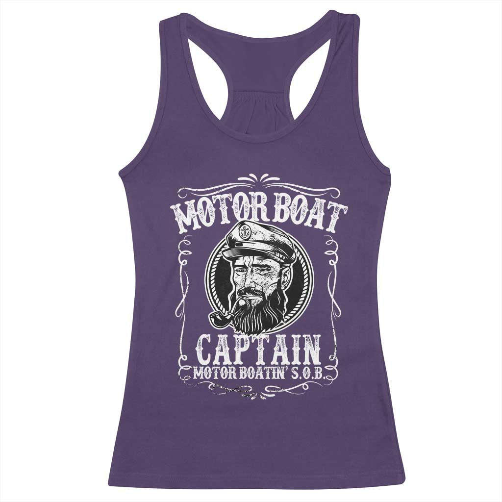 Motor Boat Captain Racerback Tank Top Funny Boating Pontoon Party Motor Boatin Lake Life TS02 Purple Print Your Wear