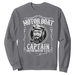 Motor Boat Captain Sweatshirt Funny Boating Pontoon Party Motor Boatin Lake Life TS02 Charcoal Print Your Wear