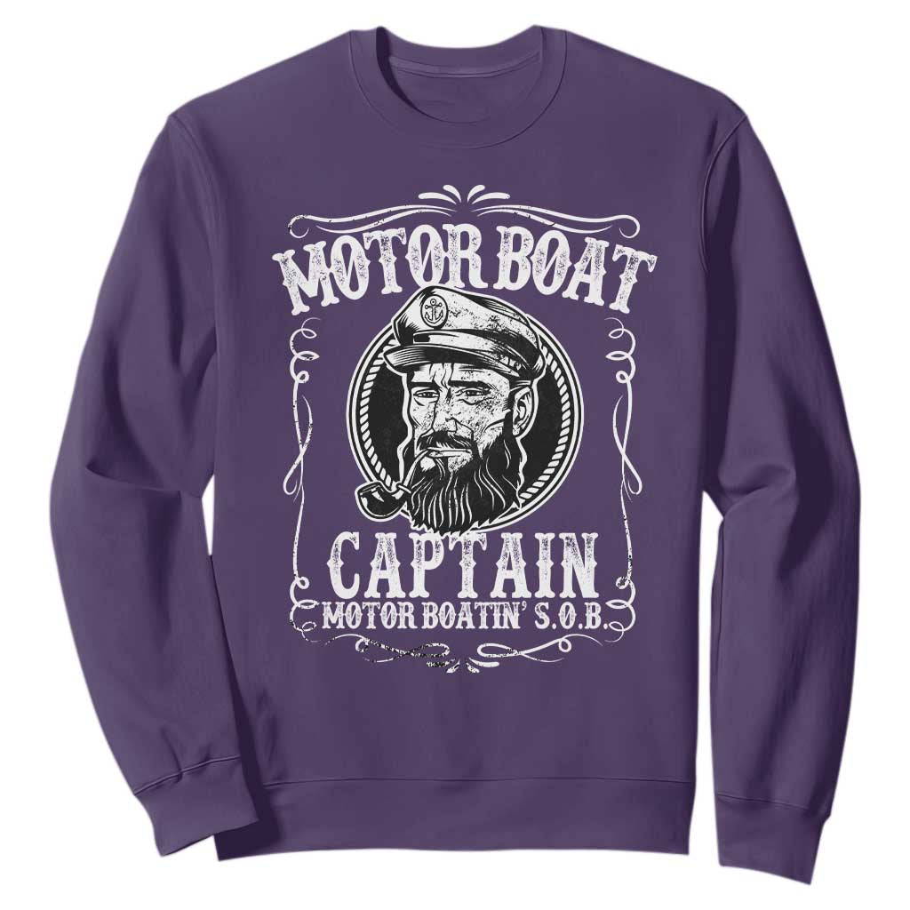 Motor Boat Captain Sweatshirt Funny Boating Pontoon Party Motor Boatin Lake Life TS02 Purple Print Your Wear