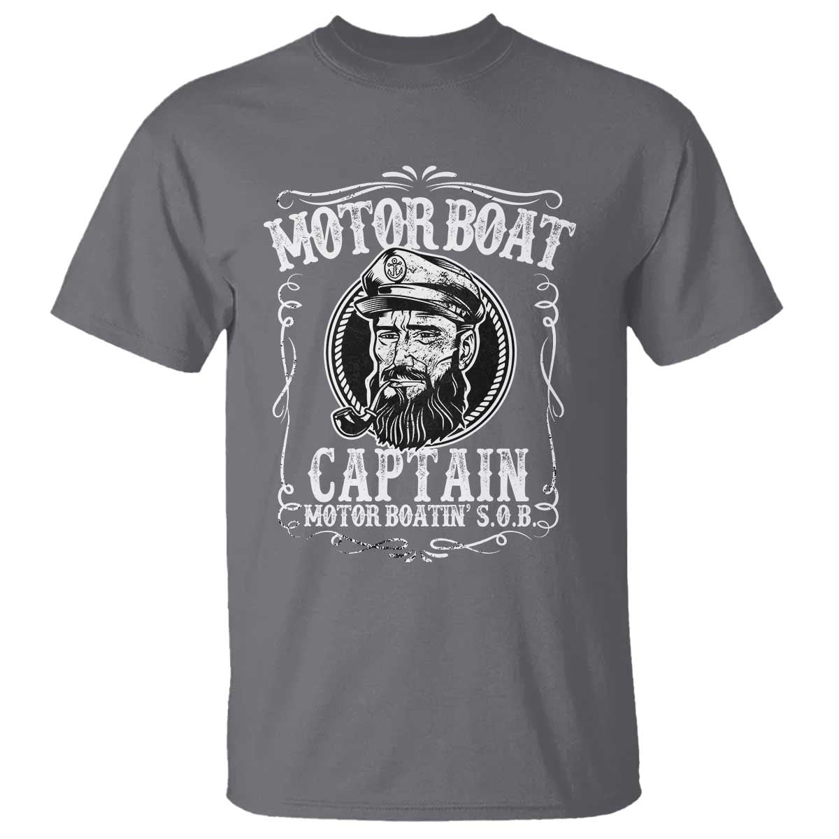 Motor Boat Captain T Shirt Funny Boating Pontoon Party Motor Boatin Lake Life TS02 Charcoal Print Your Wear