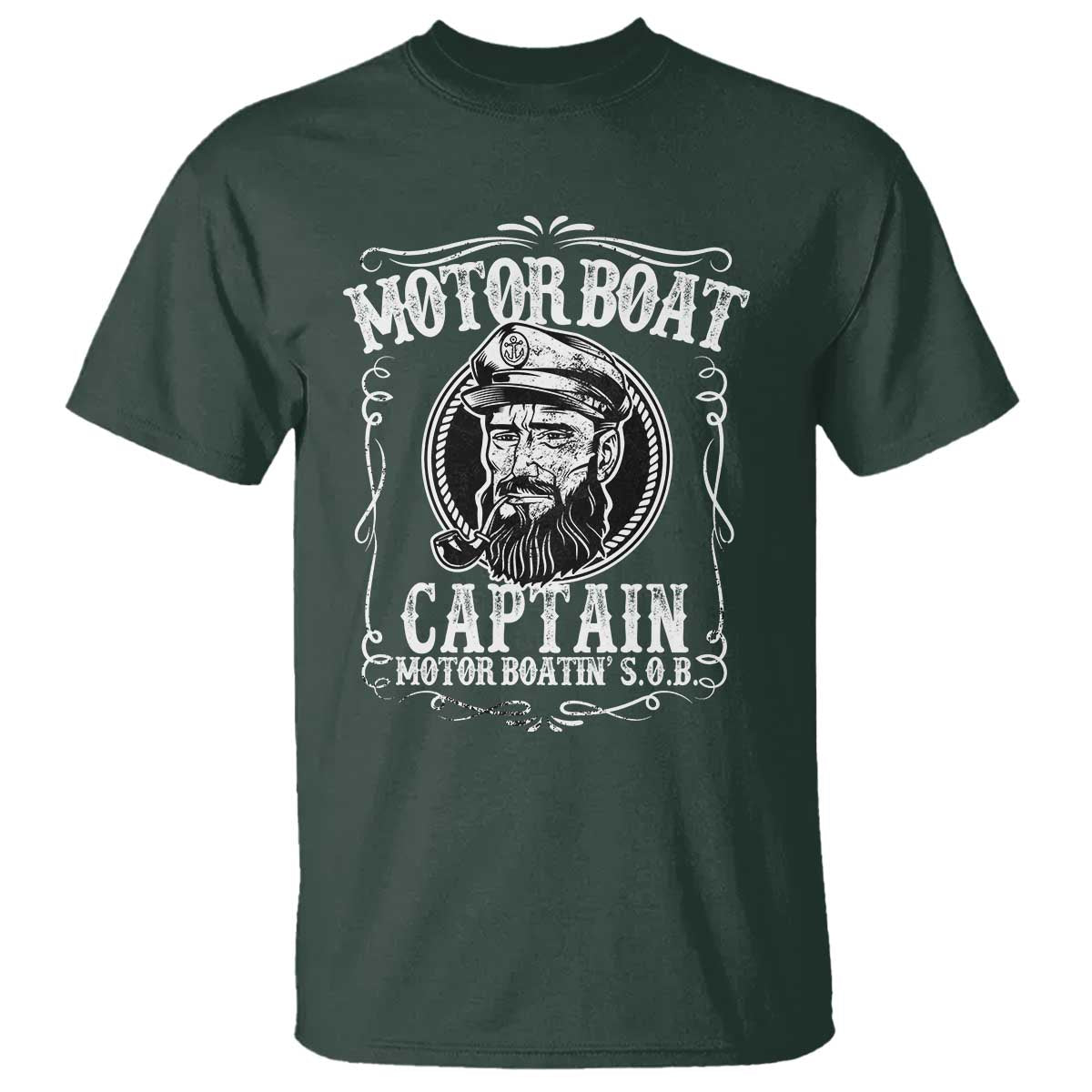 Motor Boat Captain T Shirt Funny Boating Pontoon Party Motor Boatin Lake Life TS02 Dark Forest Green Print Your Wear