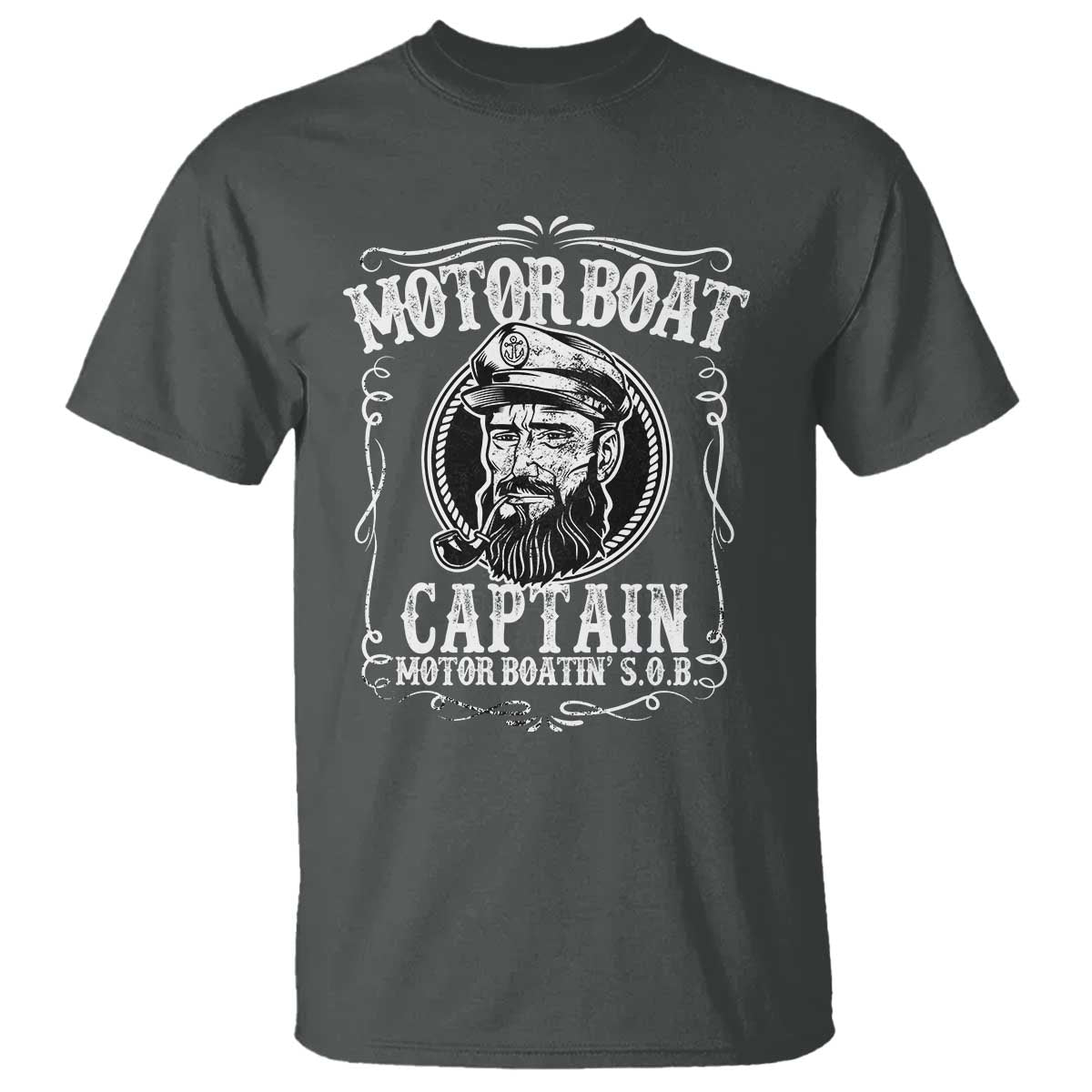 Motor Boat Captain T Shirt Funny Boating Pontoon Party Motor Boatin Lake Life TS02 Dark Heather Print Your Wear