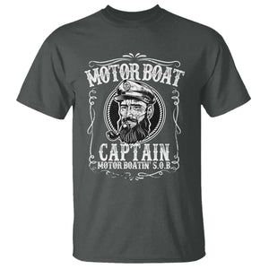 Motor Boat Captain T Shirt Funny Boating Pontoon Party Motor Boatin Lake Life TS02 Dark Heather Print Your Wear
