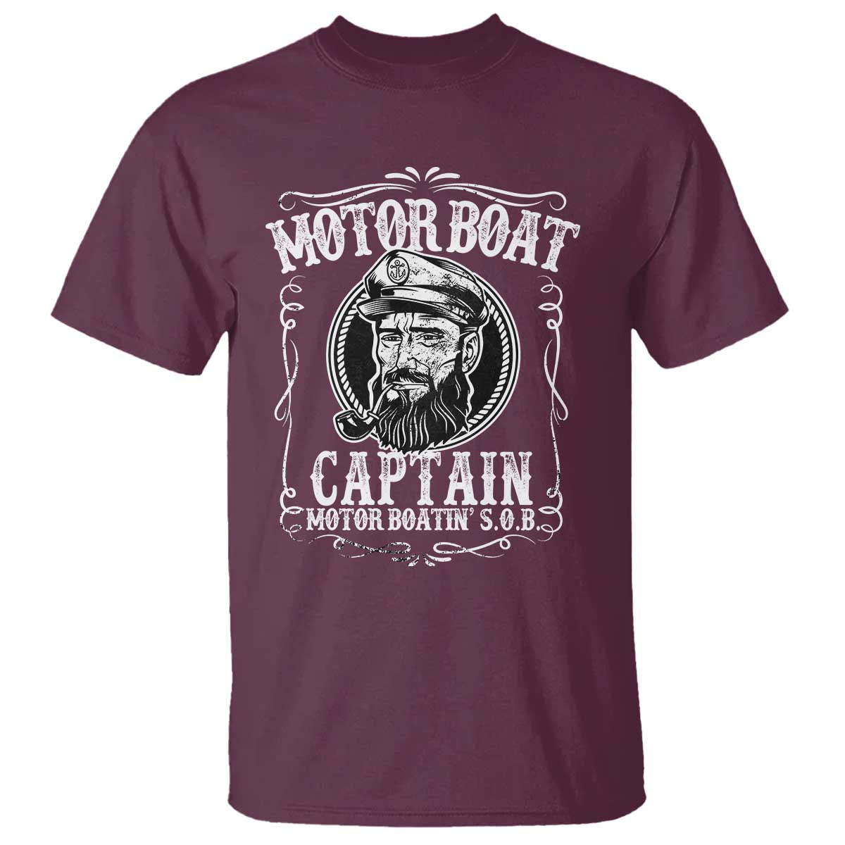 Motor Boat Captain T Shirt Funny Boating Pontoon Party Motor Boatin Lake Life TS02 Maroon Print Your Wear