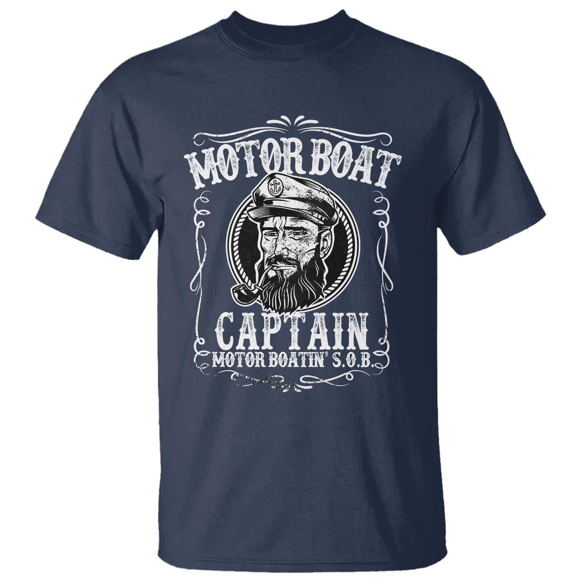 Motor Boat Captain T Shirt Funny Boating Pontoon Party Motor Boatin Lake Life TS02 Navy Print Your Wear
