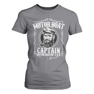 Motor Boat Captain T Shirt For Women Funny Boating Pontoon Party Motor Boatin Lake Life TS02 Charcoal Print Your Wear