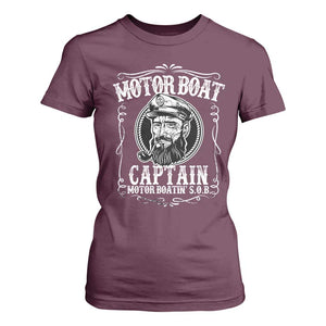 Motor Boat Captain T Shirt For Women Funny Boating Pontoon Party Motor Boatin Lake Life TS02 Maroon Print Your Wear