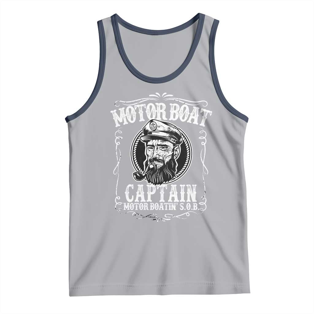 Motor Boat Captain Tank Top Funny Boating Pontoon Party Motor Boatin Lake Life TS02 Athletic Heather Navy Print Your Wear