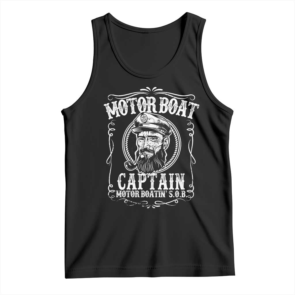 Motor Boat Captain Tank Top Funny Boating Pontoon Party Motor Boatin Lake Life TS02 Black Print Your Wear