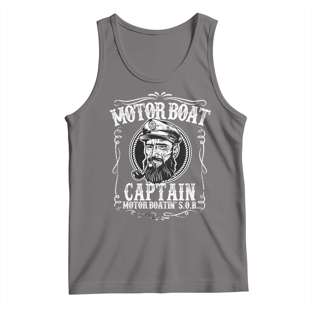 Motor Boat Captain Tank Top Funny Boating Pontoon Party Motor Boatin Lake Life TS02 Deep Heather Print Your Wear