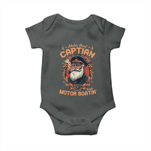 Funny Motor Boat Captain Baby Onesie Pontoon SOB Motor Boating Vintage TS02 Dark Heather Print Your Wear