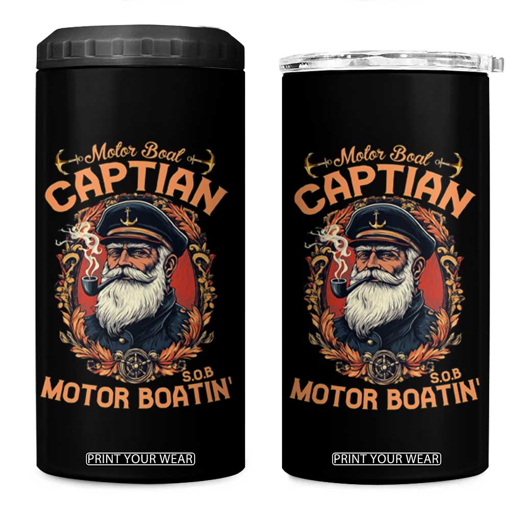 Funny Motor Boat Captain 4 in 1 Can Cooler Tumbler Pontoon SOB Motor Boating Vintage TS02 One Size: 16 oz Black Print Your Wear