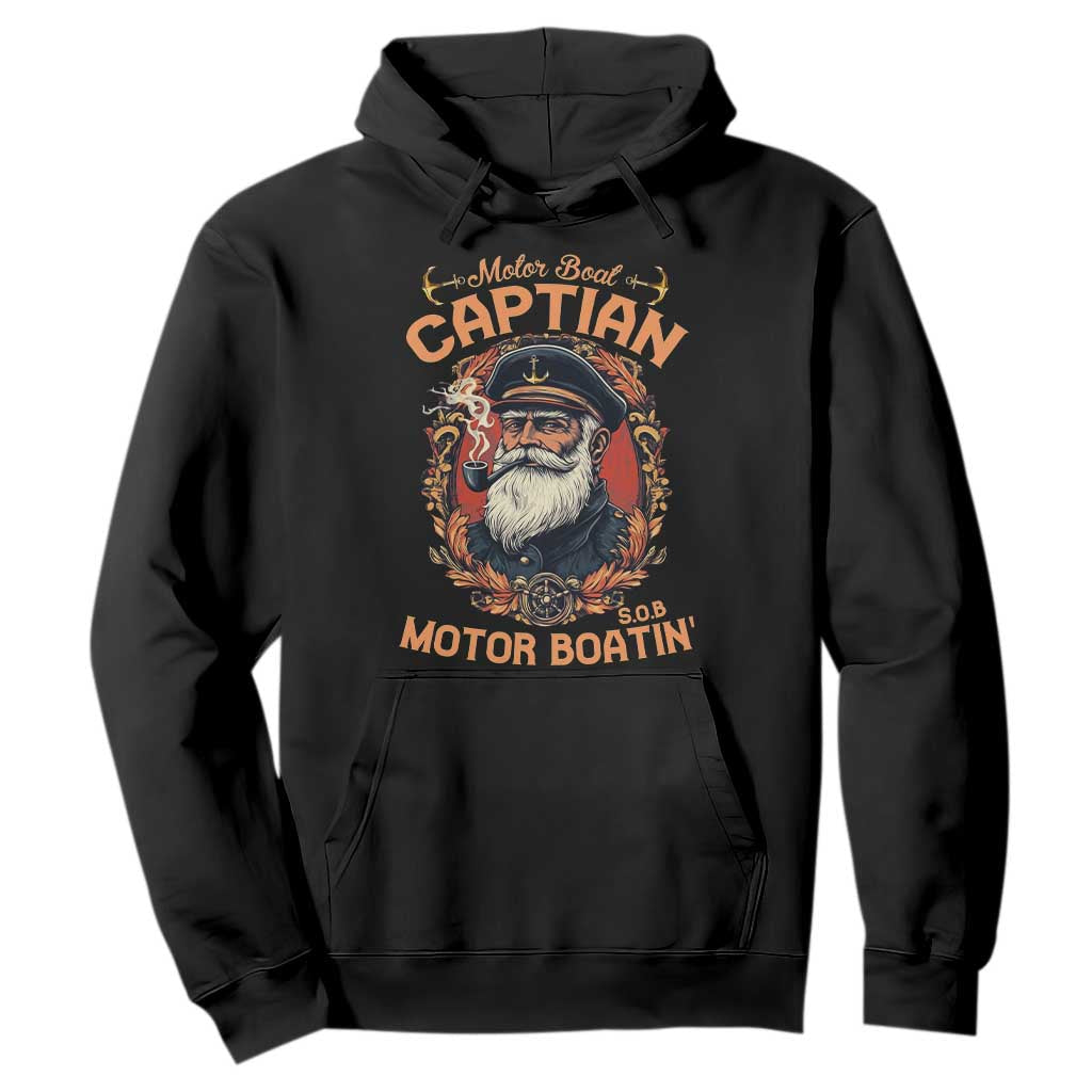 Funny Motor Boat Captain Hoodie Pontoon SOB Motor Boating Vintage TS02 Black Print Your Wear