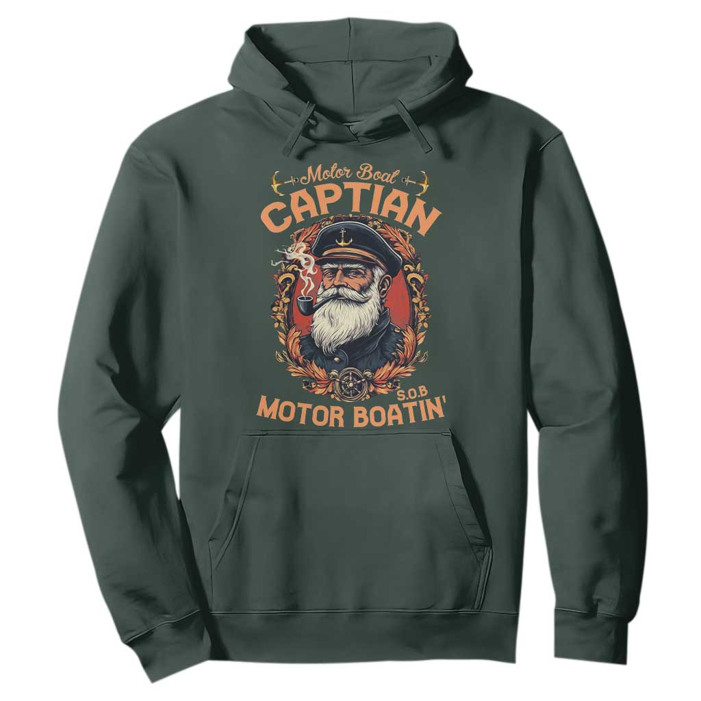 Funny Motor Boat Captain Hoodie Pontoon SOB Motor Boating Vintage TS02 Dark Forest Green Print Your Wear