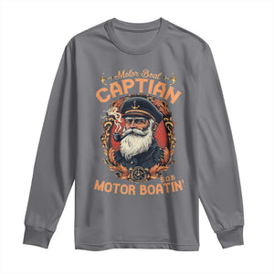 Funny Motor Boat Captain Long Sleeve Shirt Pontoon SOB Motor Boating Vintage TS02 Charcoal Print Your Wear