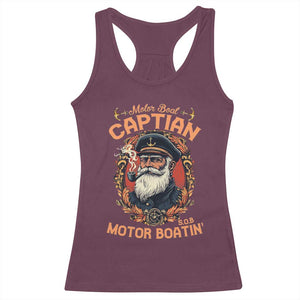 Funny Motor Boat Captain Racerback Tank Top Pontoon SOB Motor Boating Vintage TS02 Maroon Print Your Wear