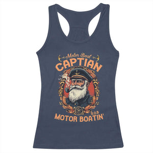 Funny Motor Boat Captain Racerback Tank Top Pontoon SOB Motor Boating Vintage TS02 Navy Print Your Wear