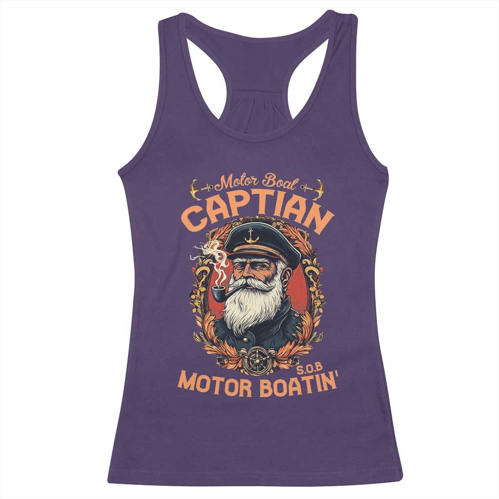Funny Motor Boat Captain Racerback Tank Top Pontoon SOB Motor Boating Vintage TS02 Purple Print Your Wear