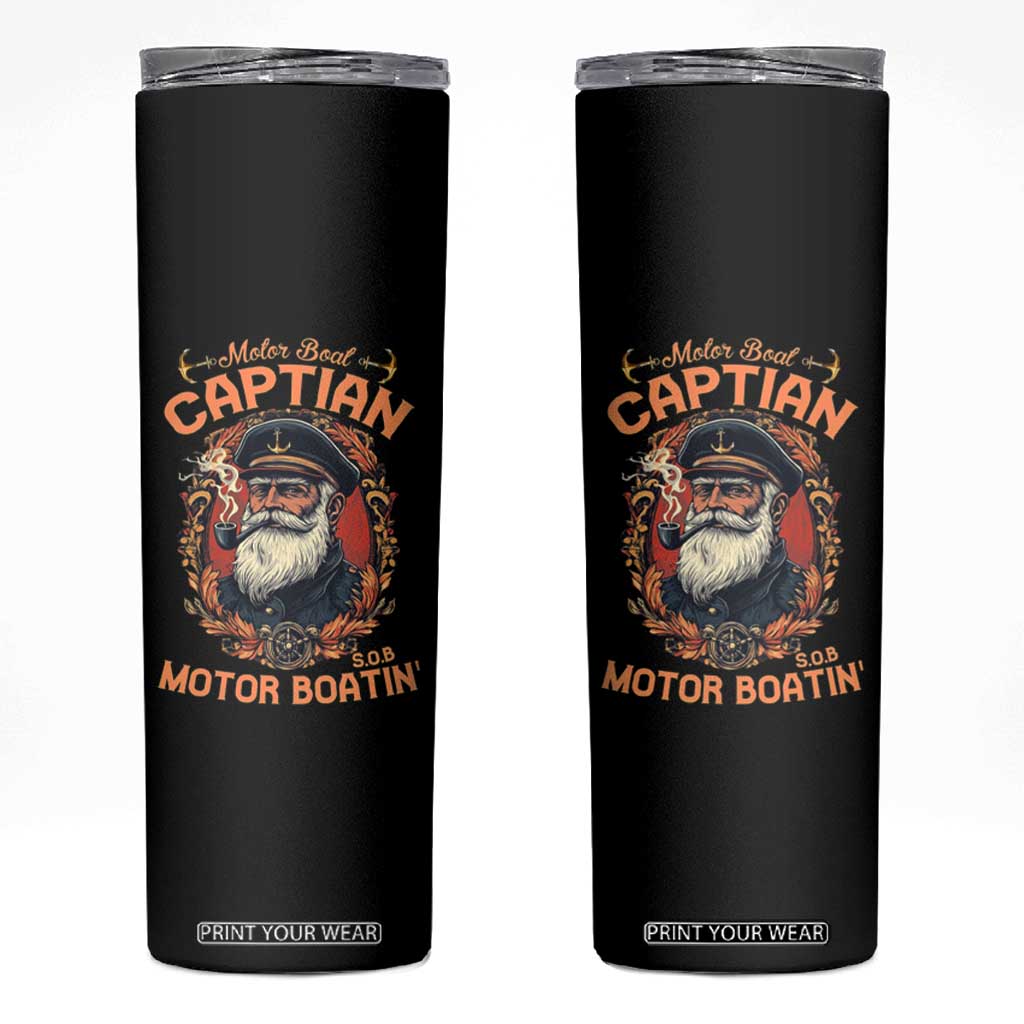 Funny Motor Boat Captain Skinny Tumbler Pontoon SOB Motor Boating Vintage TS02 Black Print Your Wear