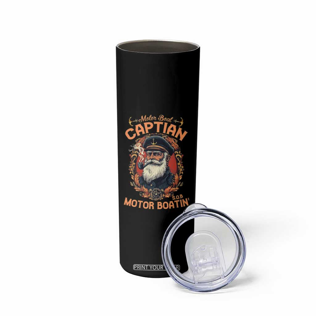 Funny Motor Boat Captain Skinny Tumbler Pontoon SOB Motor Boating Vintage TS02 Print Your Wear