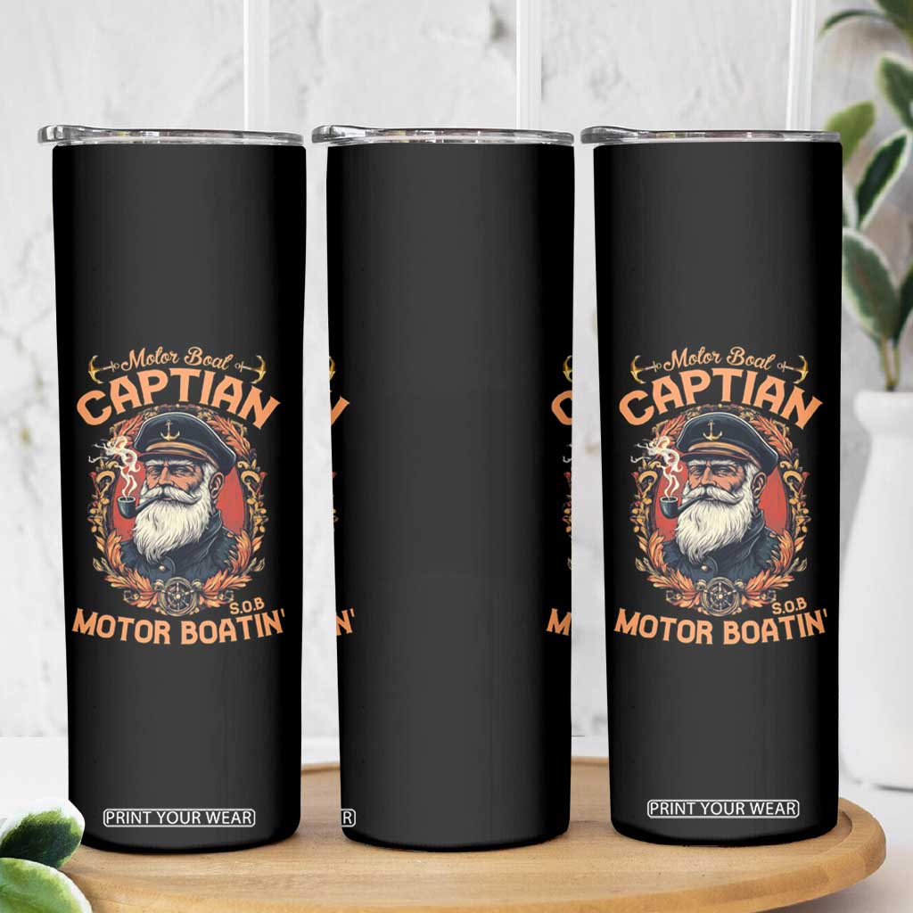 Funny Motor Boat Captain Skinny Tumbler Pontoon SOB Motor Boating Vintage TS02 Print Your Wear