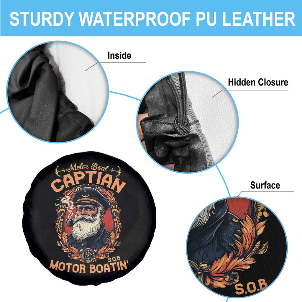 Funny Motor Boat Captain Spare Tire Cover Pontoon SOB Motor Boating Vintage TS02 Print Your Wear