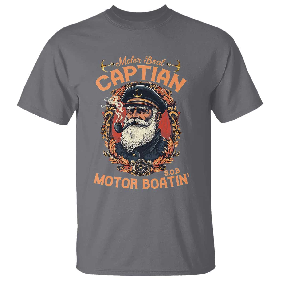 Funny Motor Boat Captain T Shirt Pontoon SOB Motor Boating Vintage TS02 Charcoal Print Your Wear