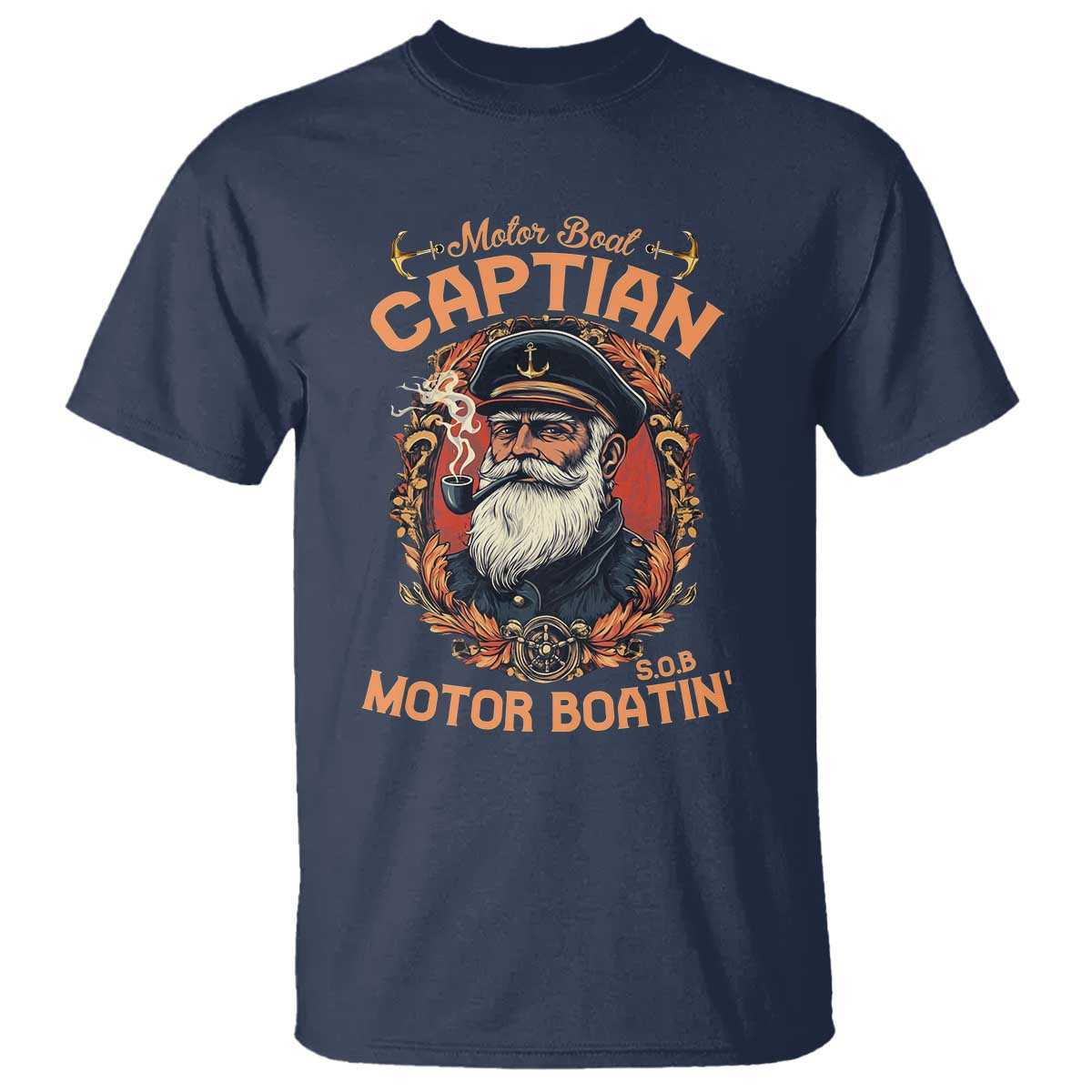 Funny Motor Boat Captain T Shirt Pontoon SOB Motor Boating Vintage TS02 Navy Print Your Wear