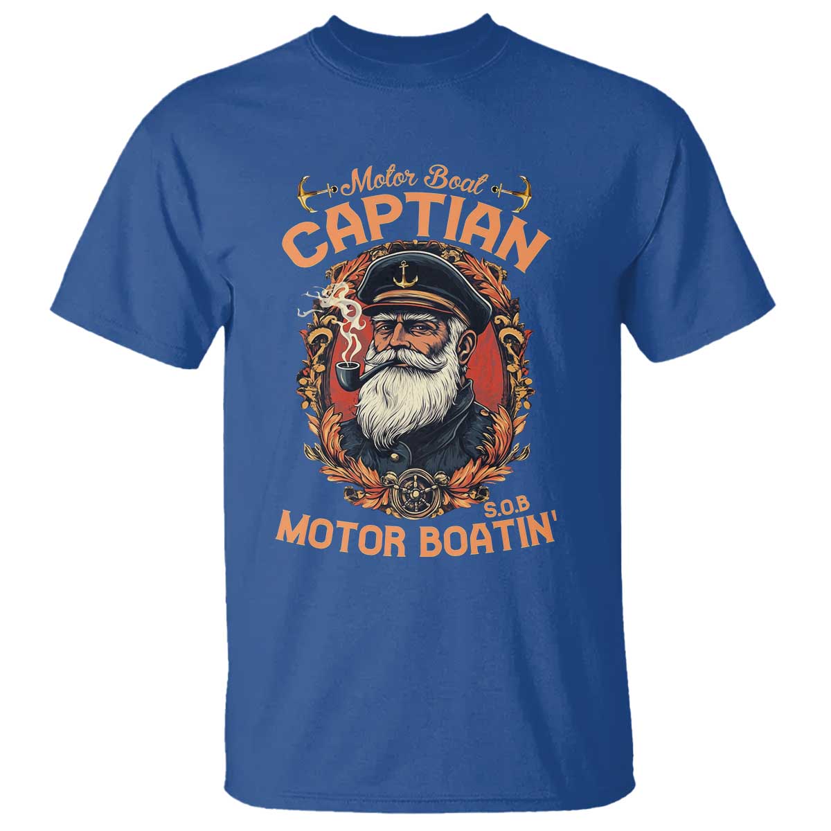 Funny Motor Boat Captain T Shirt - Pontoon SOB Motor Boating Vintage Humor Tee TS02 Royal Blue Print Your Wear