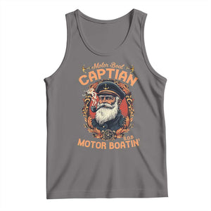 Funny Motor Boat Captain Tank Top Pontoon SOB Motor Boating Vintage TS02 Deep Heather Print Your Wear
