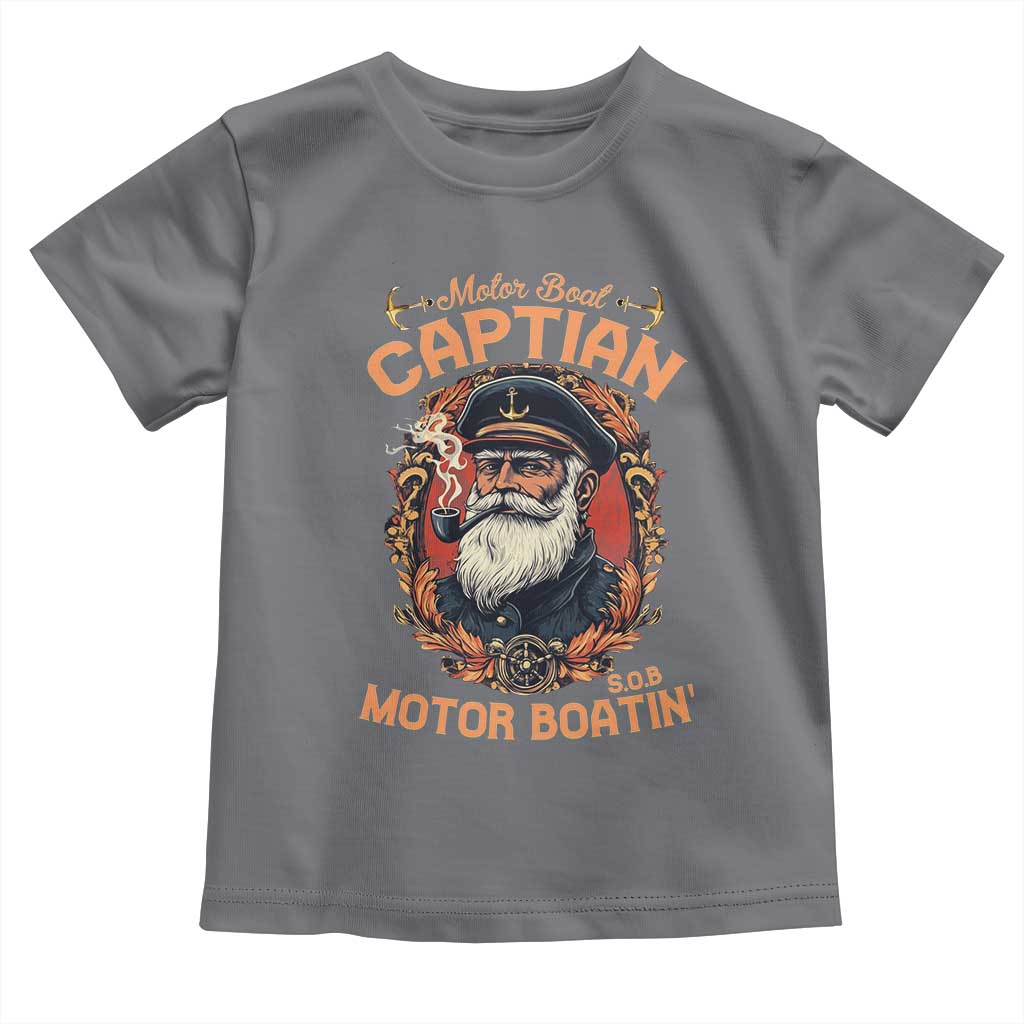 Funny Motor Boat Captain Toddler T Shirt Pontoon SOB Motor Boating Vintage TS02 Charcoal Print Your Wear